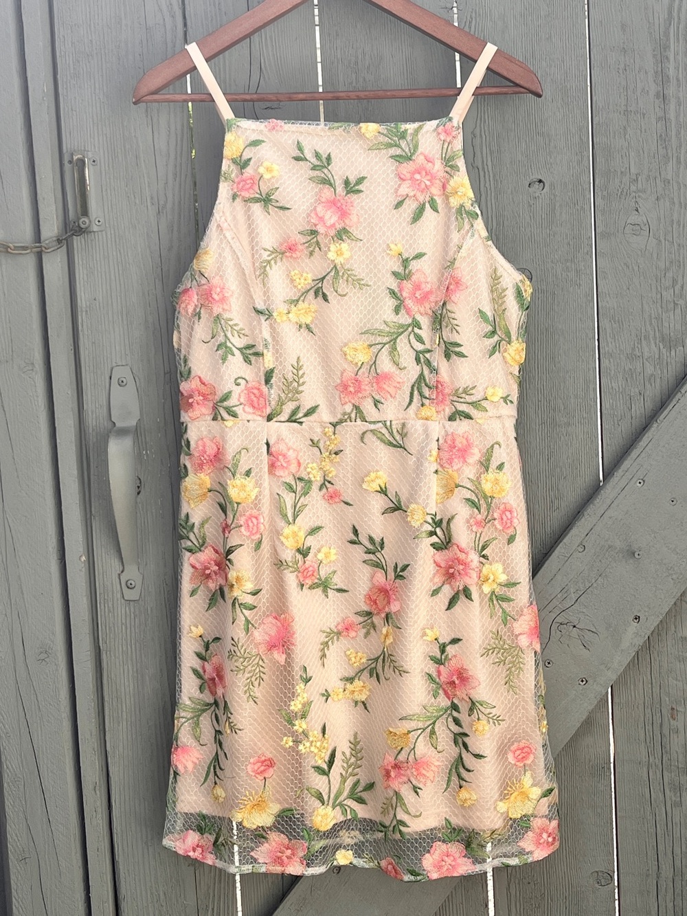 Sam Edelman Embroidered Mesh Mini Dress Cream Pink NWT Size 8 - Picture 2 of 14
